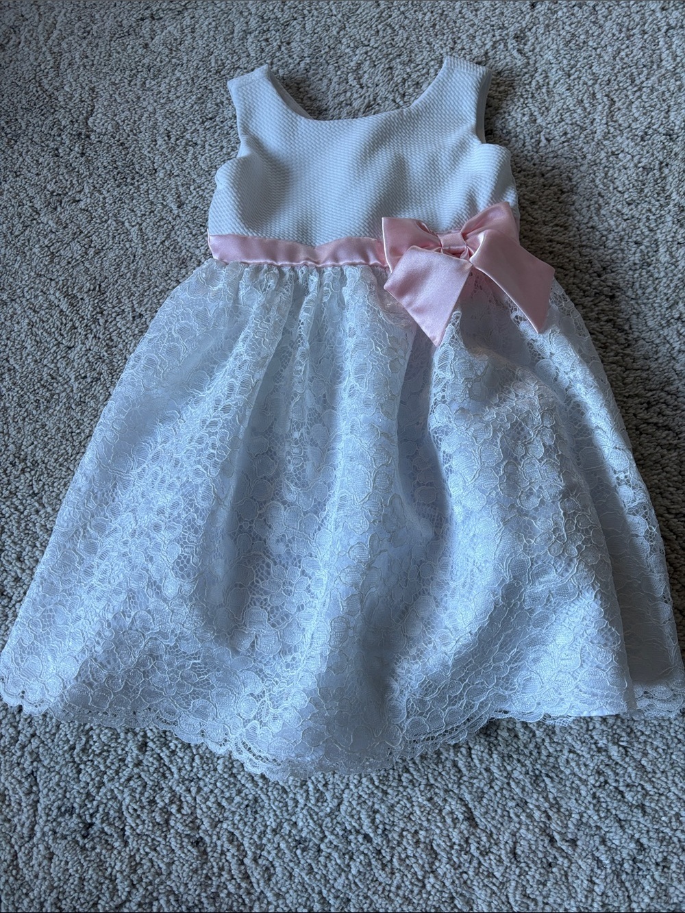Jona Michelle White Lace Girls Dress with Pink Sash Kids Size 3